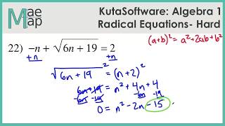 KutaSoftware:  Algebra 1 - Radical Equations Hard