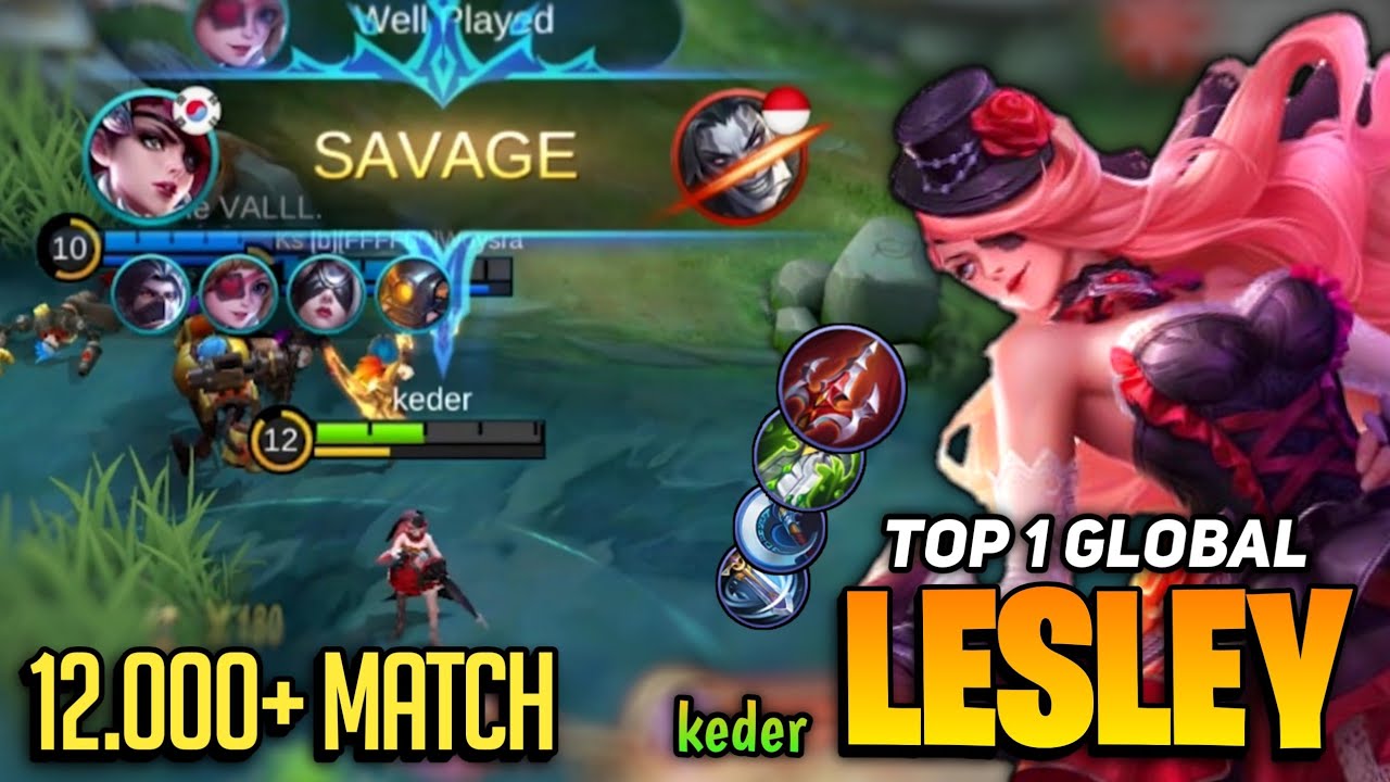 SAVAGE PERFECT! Lesley Offlane Gameplay [ Top 1 Global Lesley Best Build 2021] By Keder - MLBB