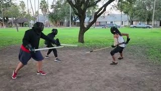 2 vs 1 !! retiarius vs sword+buckler & sword+rondel