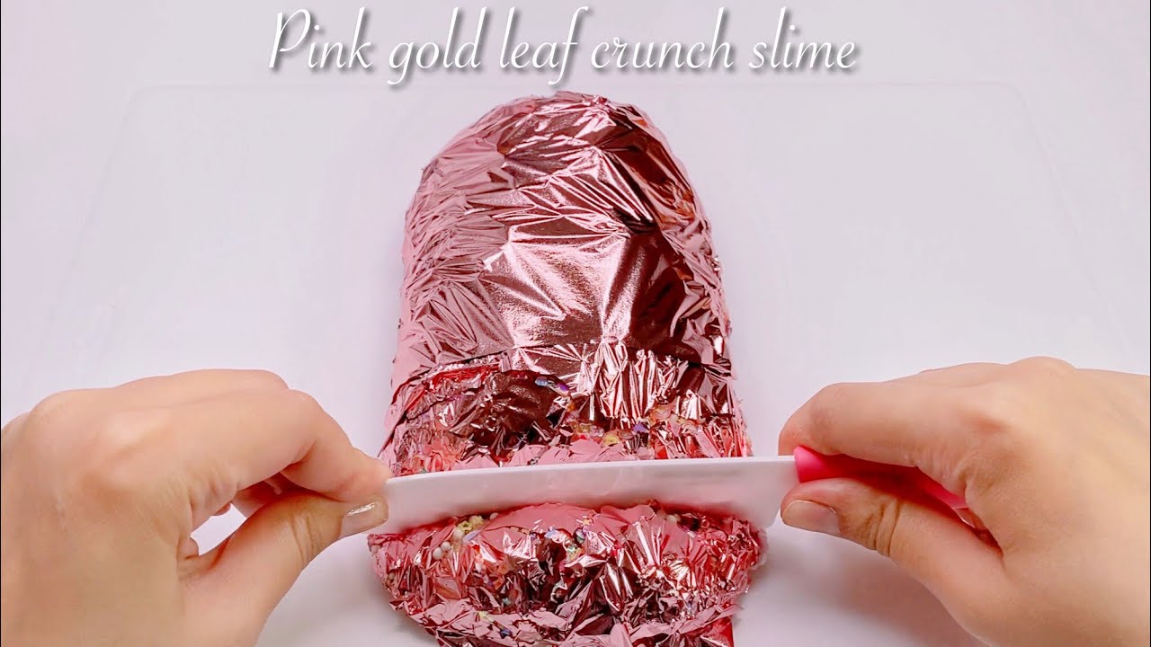 ASMR】💖ピンク金箔クランチスライム🏅【音フェチ】Pink gold leaf