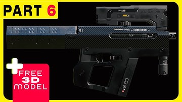 Modeling Cyberpunk Assault Rifle - complete Workflow - Part 6-Substance Painter- Blender-Illustrator