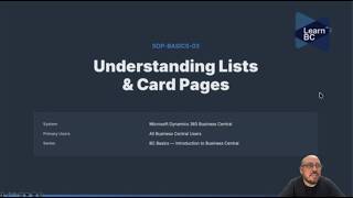 Understanding Lists &amp; Card Pages in Microsoft Dynamics 365 Business Central | SOP-BASICS-03