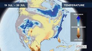 Monthly precipitation forecast for the USA 7/19/2026