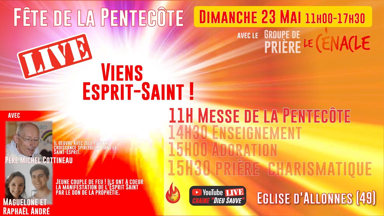 [Replay] Messe de Pentecôte avec le groupe de prière Le Cénacle YouTube