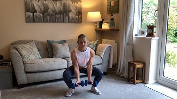 Dumbbell Sumo Squat + Bicep Curl into Lateral Raise