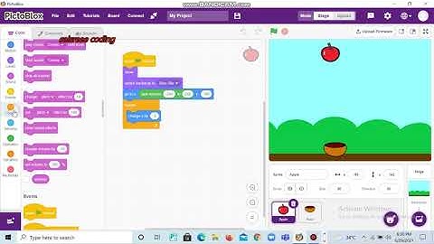 How to do catching apple game on pictoblox | Catching game on pictoblox