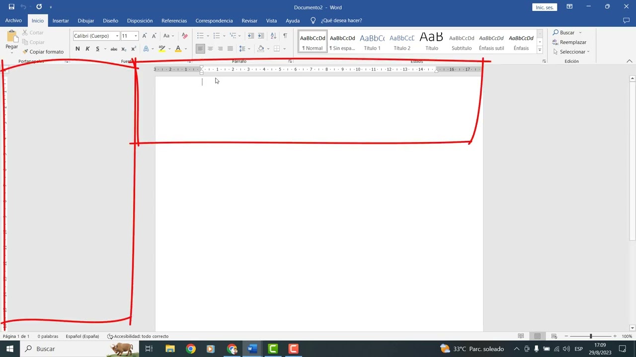 PROBLEMA CON LA REGLA O ESPACIO EN BLANCO, MARGEN SUPERIOR O INFERIOR NO APARECEN EN WORD - 2023