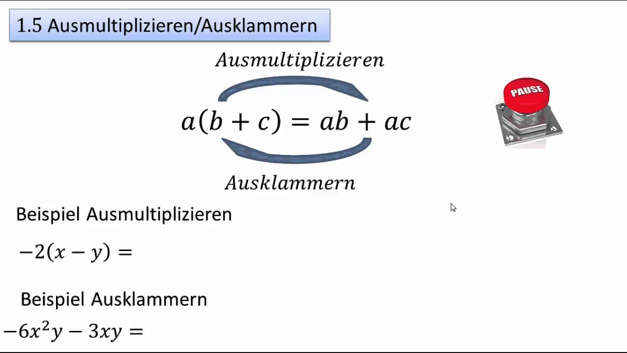 Ausklammern Und Ausmultiplizieren übungen Klasse 5 Pdf www.youtube.com