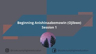 Beginning Anishinaabemowin Ojibwe Language 4 Part Series - Session 1