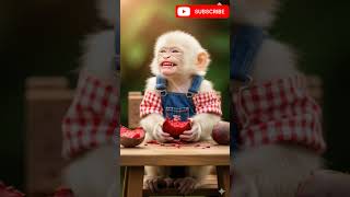 cute monkey baby eating beetroot and laughing #cute #funny #monkey #shorts #forkids #explore #fun