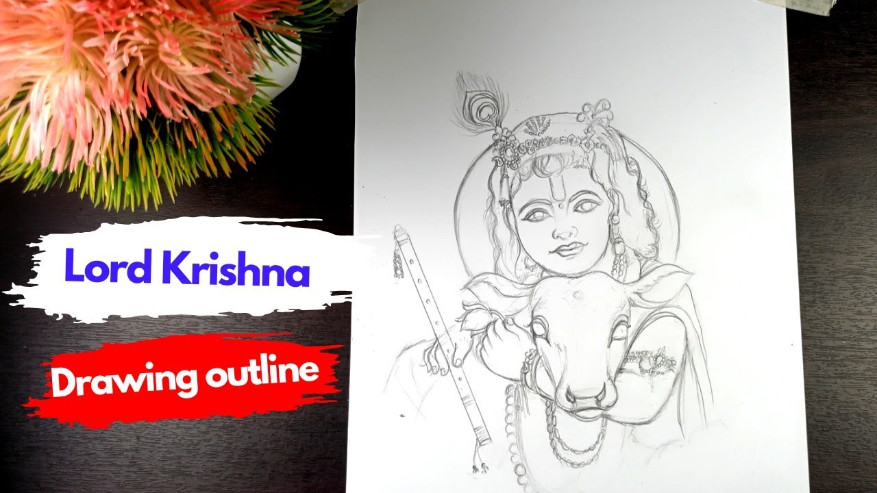 Lord Krishna outline drawing tutorial YouTube