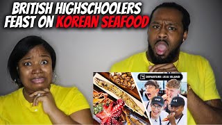 🇬🇧🇰🇷 British Highschoolers Shocked by Korean Seafood FEAST on Jeju Island (American Couple Reacts)