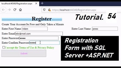 how to create registration form in asp.net with sql server