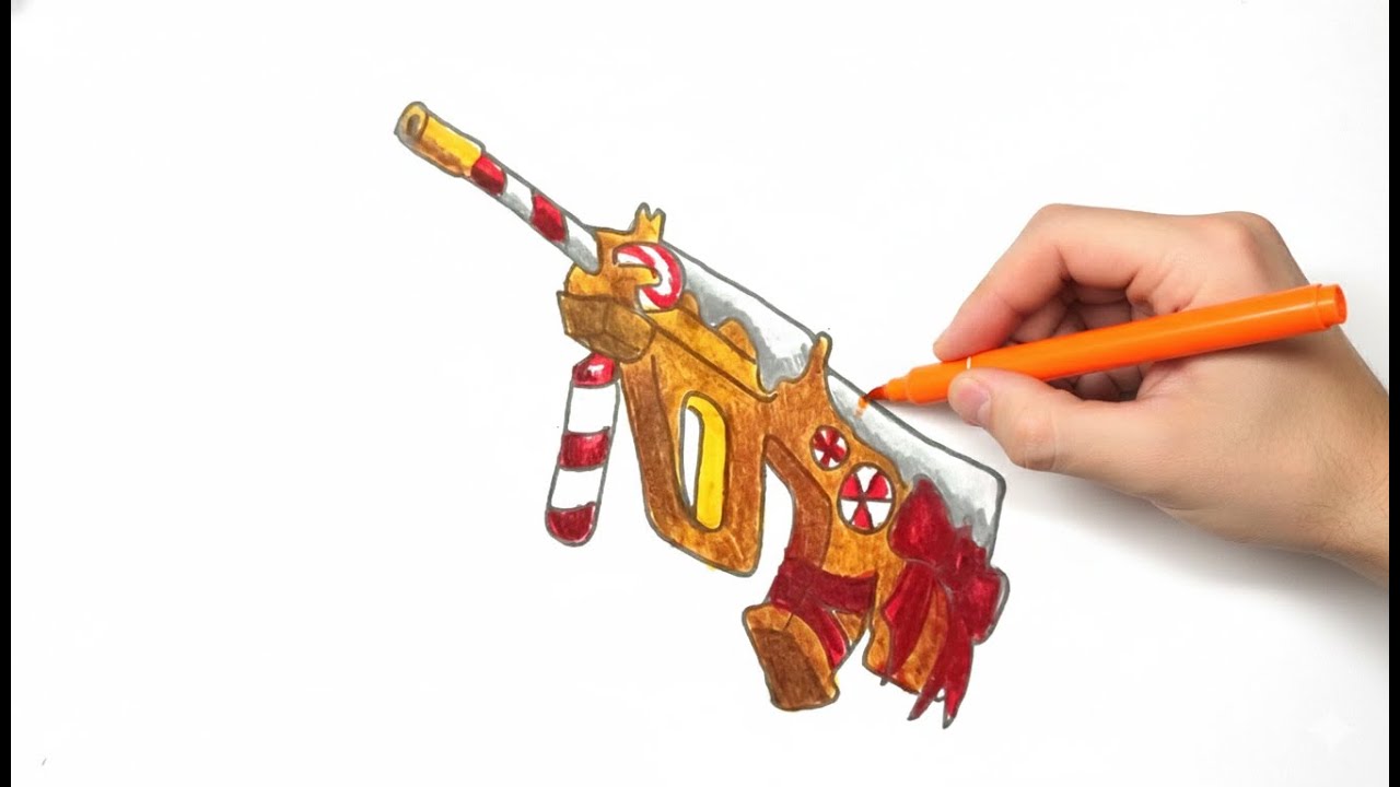 Как нарисовать праздничный AUG-скин для штурмовой винтовки в Roblox Rivals