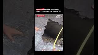 Lucknow Road Caves In Near University, Biker Falls Into 12-Foot-Deep Pit