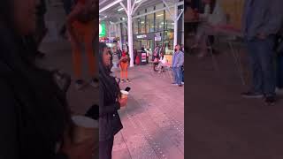 Times Square amazing jump over people