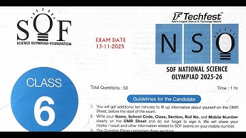 Class 6 NSO 2025 | Set A Answer Key | SOF National Science Olympiad | Exam Held on 13 Nov 2025