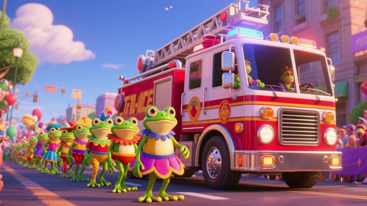 Fire Truck and the Frog Dream Parade 🚒🐸🌙 | Bedtime Nursery Rhymes & Kids Songs