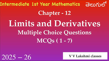 Limits and Derivatives | Inter 1st Year Maths | MCQs @V V Lakshmi classes