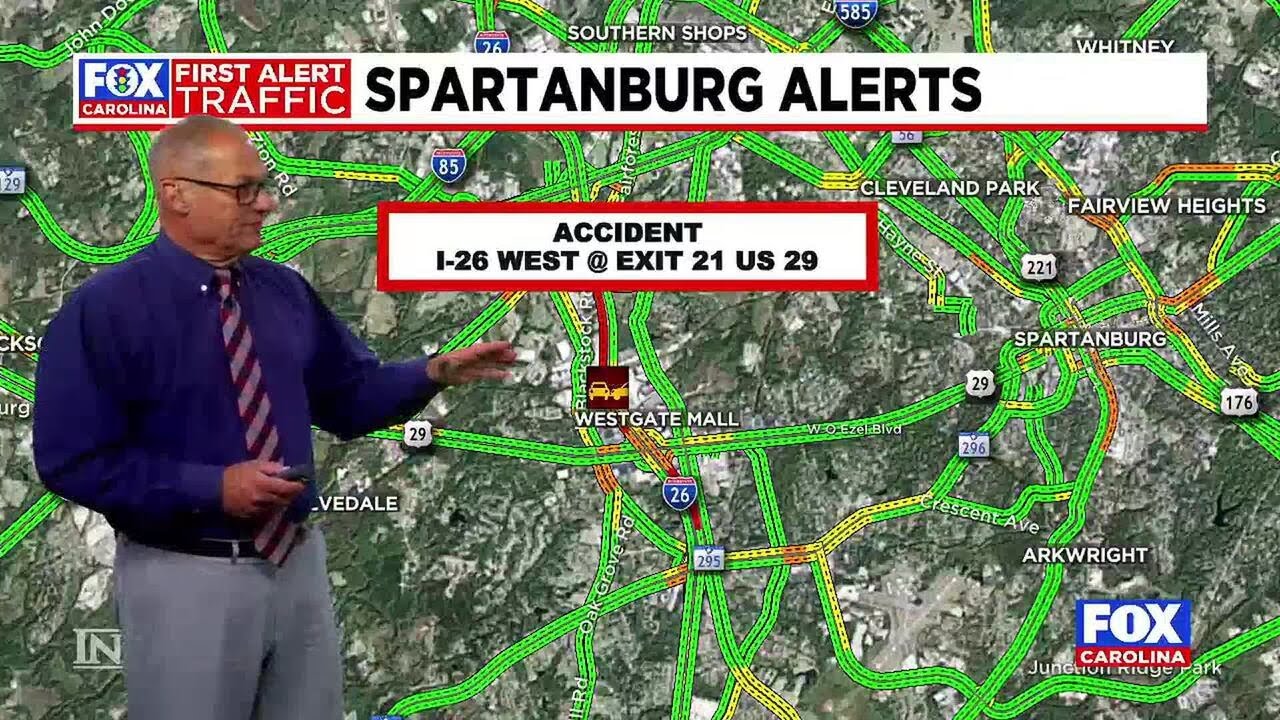 Crash on I-26 shuts down two lanes in Spartanburg - YouTube