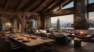 Fireside Bliss | Cabin Wind And Fireplace Symphony | Relaxing Atmosphere | Snowy Mountain Retreat