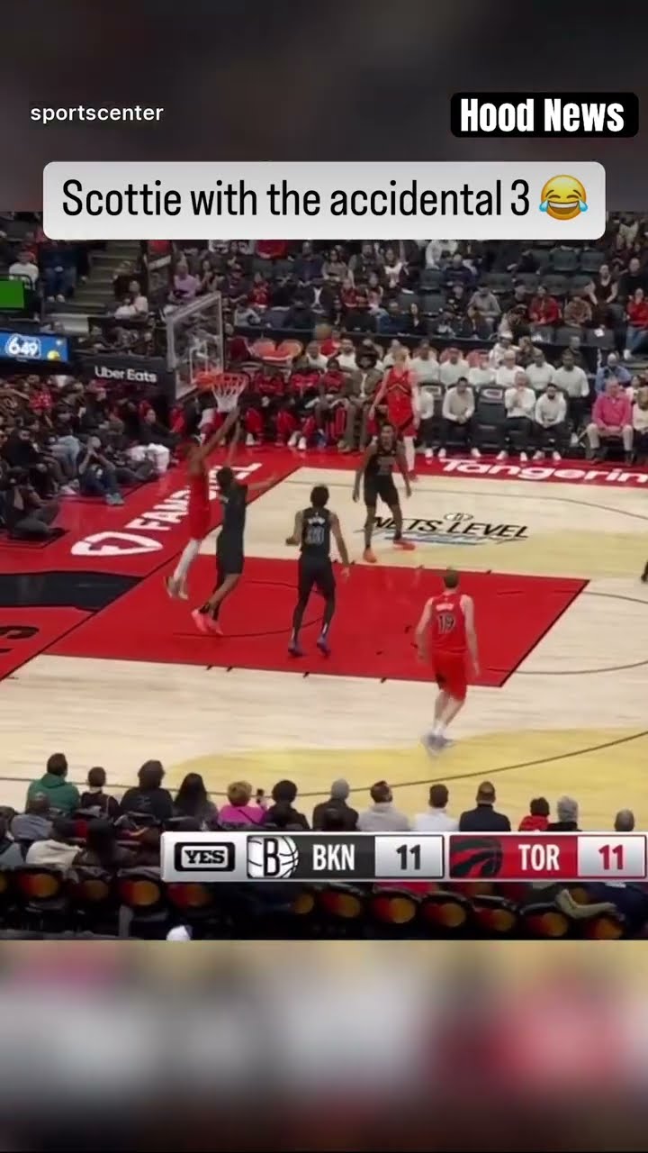 Accidental 3 #hoodnews #scottiebarnes #toronto #raptors #basketball #omg #how #wow #sports #shorts