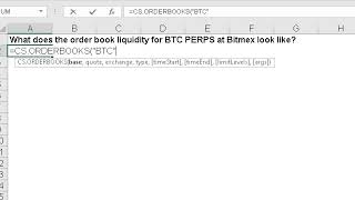 Using Cs.orderbooks To Find Crypto Asset Liquidity In Cryptosheets For Excel Googlesheets