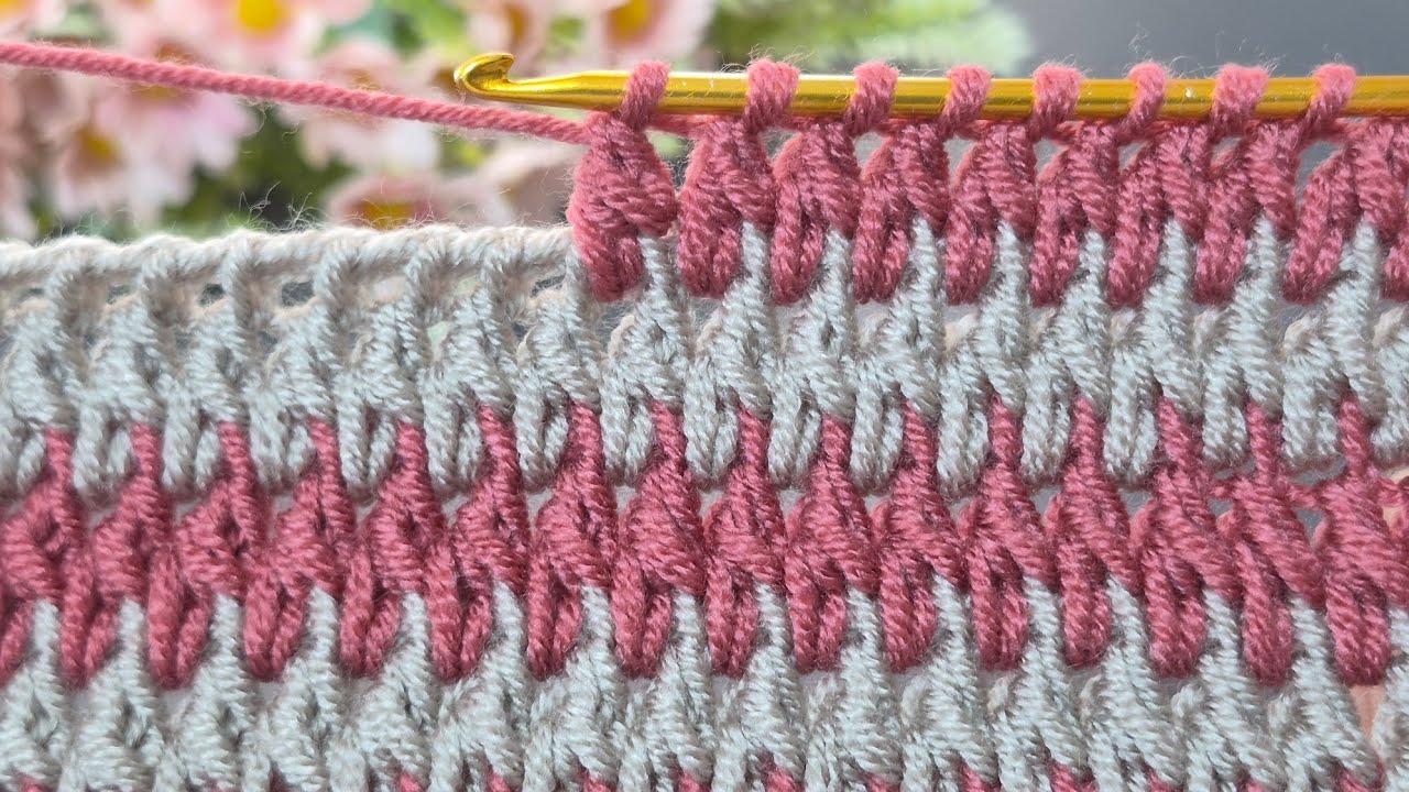 Wonderful Tunisian knitting pattern continues to knit#crochet#knıttıng 🍂🌿🍂🌿