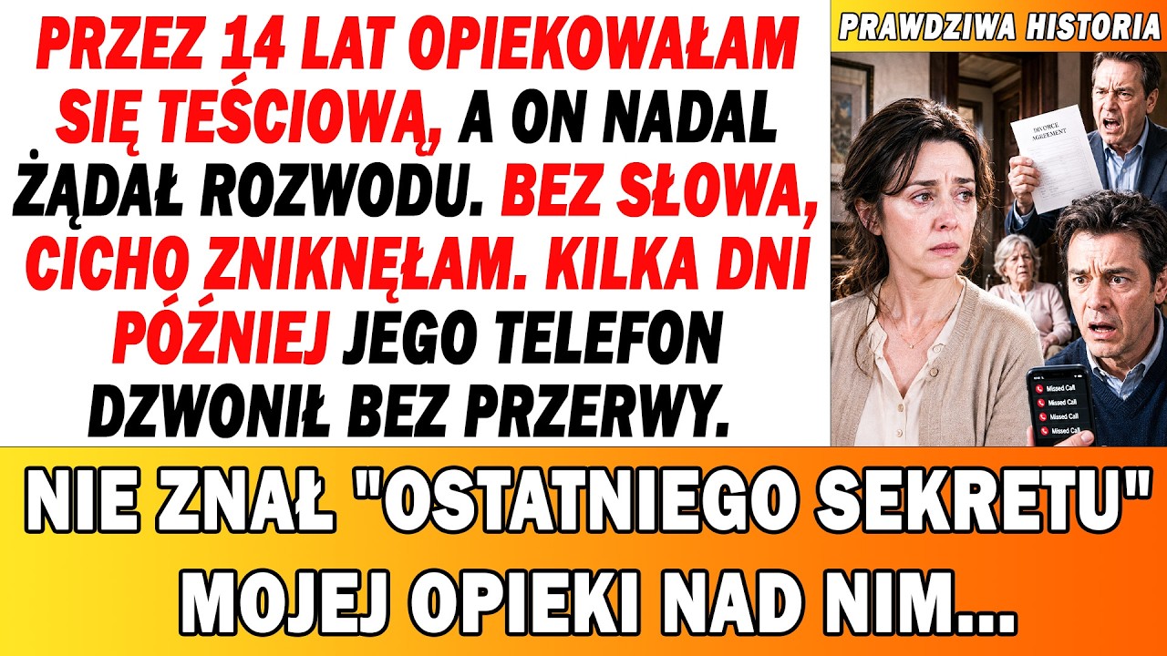 Kiedy Marek rzucił na stół białą kopertę, myślałam, że to wynik badań. Zamiast tego zobaczyłam: „Pozew o rozwód”. Po czternastu latach, w których wstawałam o szóstej rano, karmiłam jego matkę,...