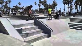 20150420 kickflip 4-stair venice skatepark