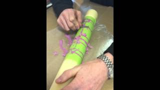 Cutting Symbols of Faith on Paschal Candle Profile