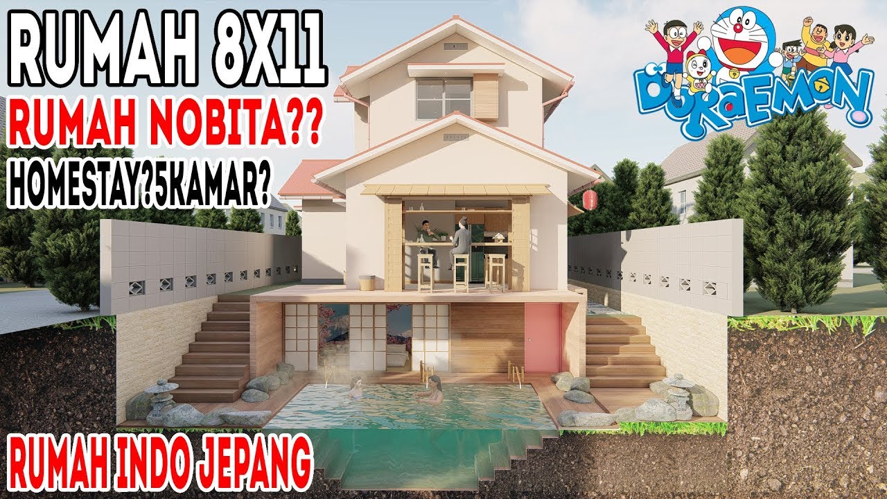 Desain Rumah 8x11 Dengan 5kamar Tidur Rumah Nobita Doraemon