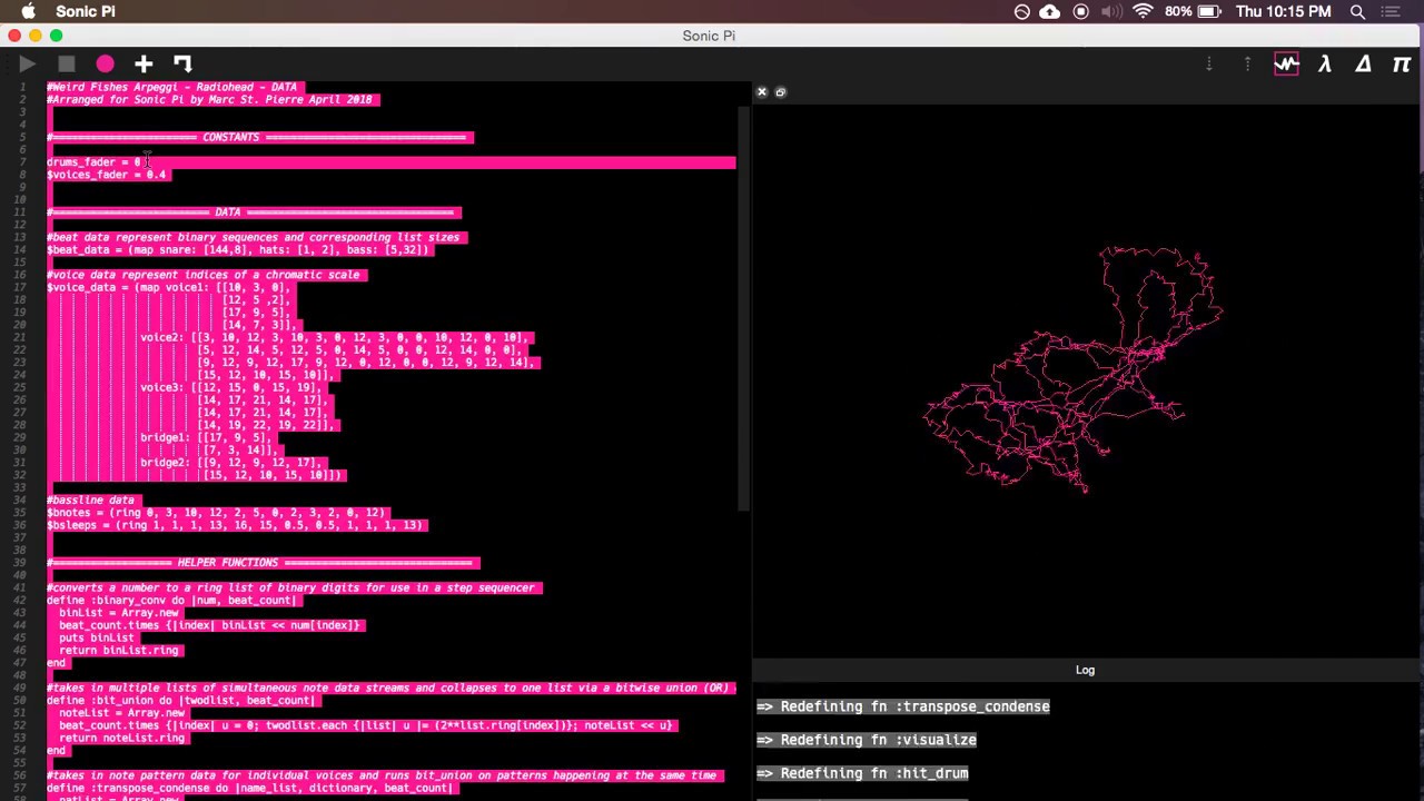 Radiohead - Weird Fishes Arpeggi with Sonic Pi