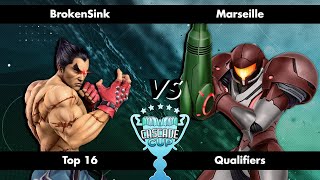 BrokenSink (Kazuya) vs Marseille (Samus) - Cascade Cup - Ultimate Singles - Top 16 Qualifiers