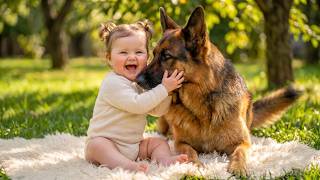 Baby Interacting With Gentle German Shepherd Sweet Moments