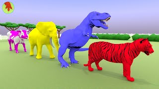 Wild Painting Animals Tiger, Cow, TRex, and Elephant, Animals Fountain Transformation Compilation