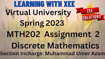 MTH202 Assginment 2 Spring 2023 virtual Unviersity of pakistan