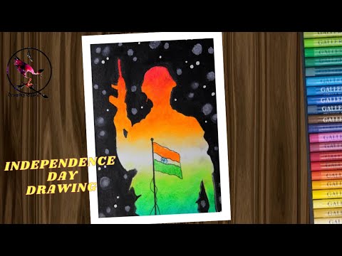 How to draw Independence day with oil pastel step by step / Independence day drawing idea