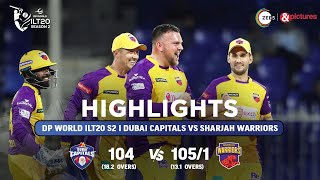 ILT20 S2 | English - HIGHLIGHTS | Sharjah Warriors V/S Dubai Capitals - T20 Cricket | 29th Jan