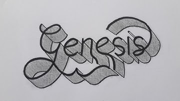 How To Draw 3d Name Genesis For Beginners / Drawing Calligraphy Easy Art On Paper Step By Step