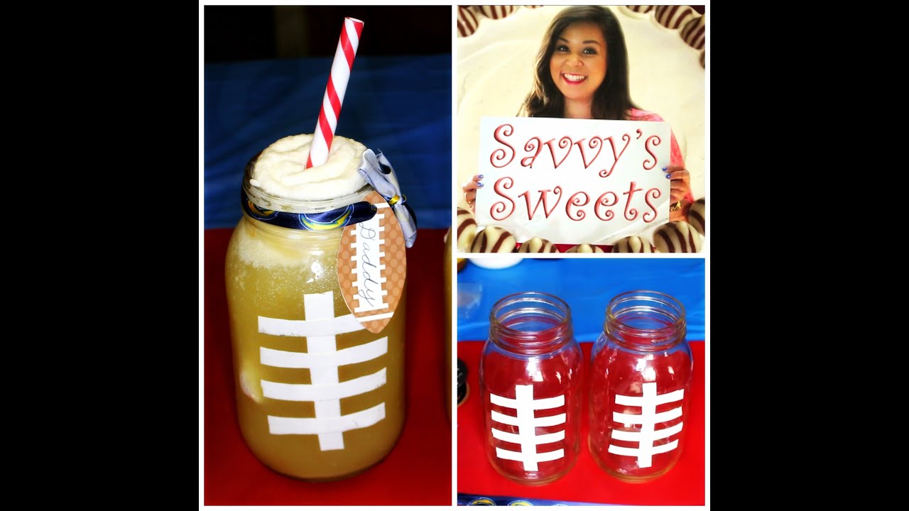 diy father's day treats & gifts: "football mason jars & butter beer