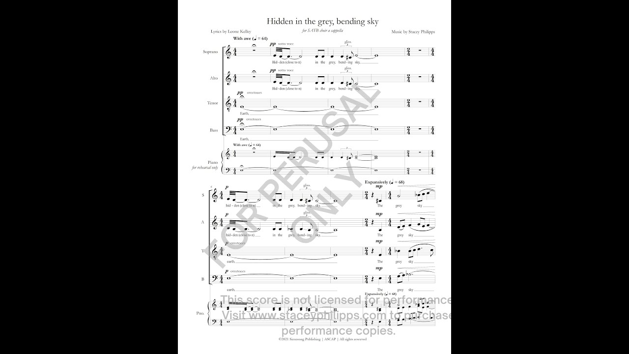 Hidden in the grey, bending sky (SATB) score preview