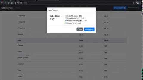 CS50w - Project 3 - Pizza
