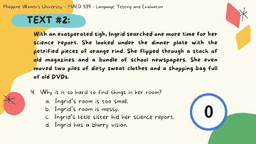 AUDIO VISUAL TEST -Reading Comprehension: Making Inferences and Drawing Conclusions