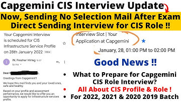 Capgemini CIS Role Interview mail Update | Direct Interview for CIS! Preparation, All About CIS Role
