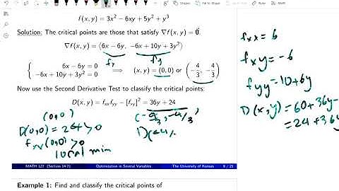 14 7  Optimization in Several Variables, Part 2, Examples of Functions of Two Variables