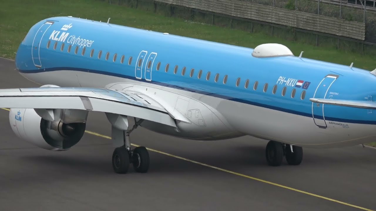 Glorious KLM Cityhopper E295 PH-NXU 🇳🇱🇪🇺 taxi to gate , pushback and startup Southampton Airport