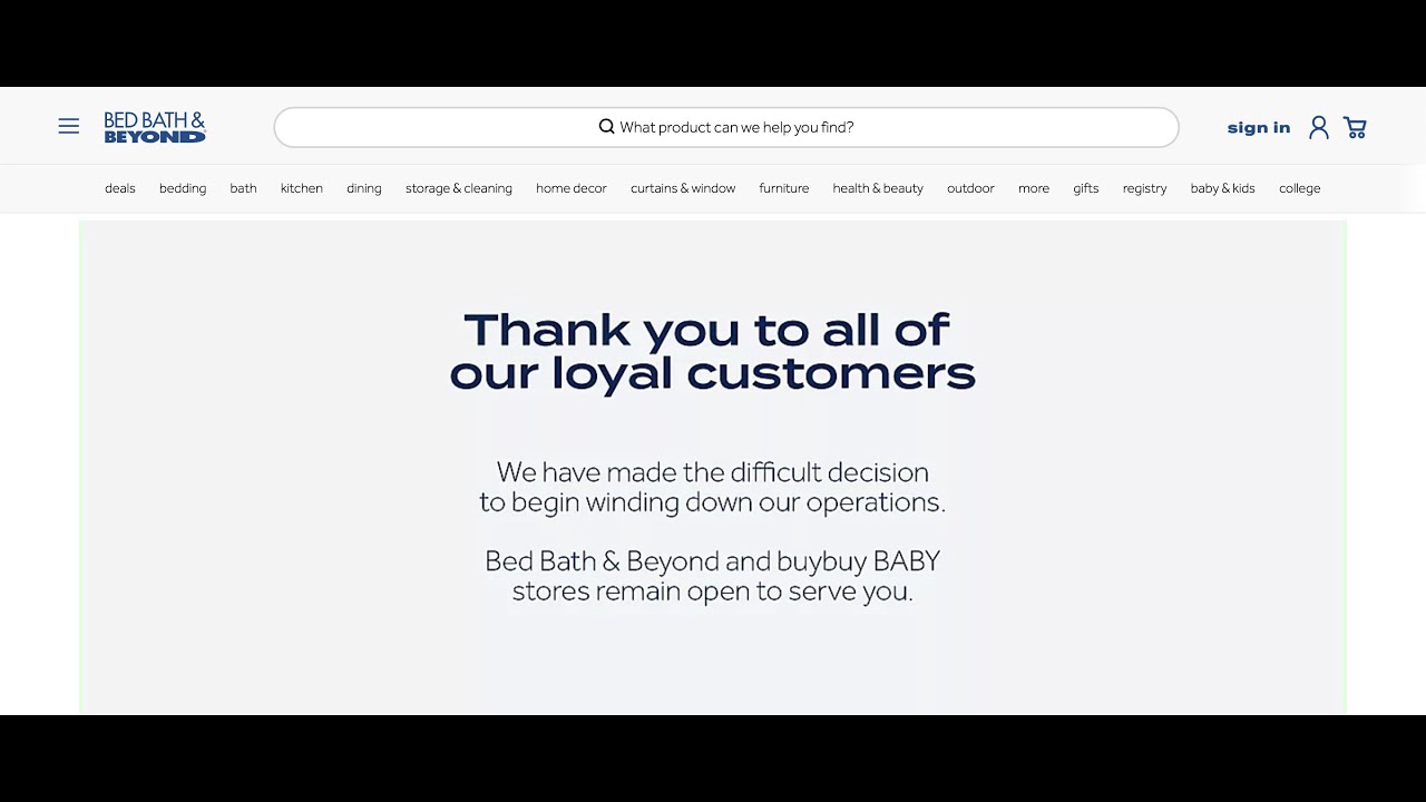 Bed Bath & Beyond site Updated; Liquidation Starts Wednesday, April