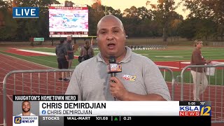 KSLA live at the stadium ahead of Dak Prescott's dedication ceremony at Haughton High School