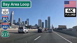 San Francisco Bay Area Freeway Loop, California USA: US 101, I-80 & I-880 | 4K Time Lapse Drive